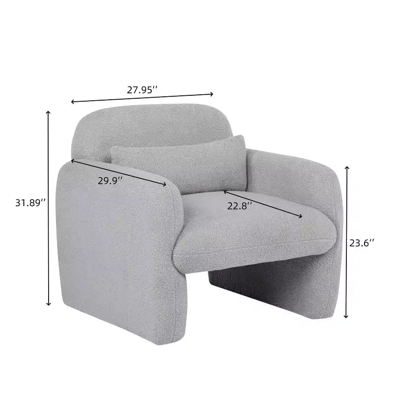 Poltrona singola Teddy Fleece, poltrona relax con braccioli, cuscino, capacità 158,8 kg, poltrona accentata per soggiorno, camera da letto, studio