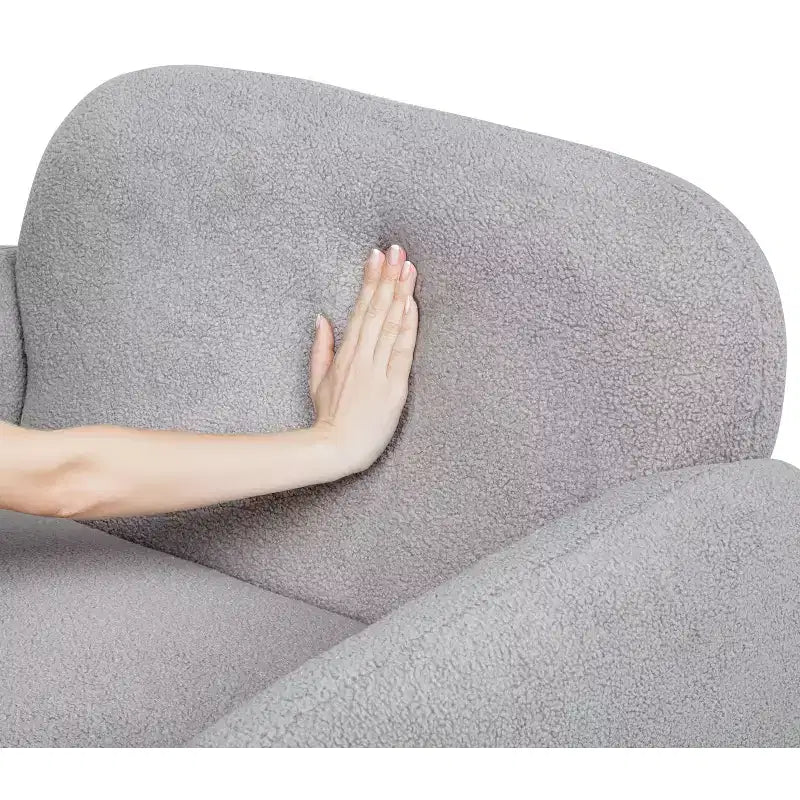 Poltrona singola Teddy Fleece, poltrona relax con braccioli, cuscino, capacità 158,8 kg, poltrona accentata per soggiorno, camera da letto, studio