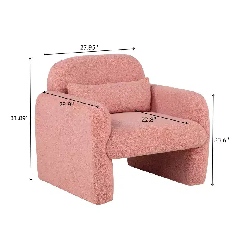 Poltrona singola Teddy Fleece, poltrona relax con braccioli, cuscino, capacità 158,8 kg, poltrona accentata per soggiorno, camera da letto, studio
