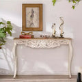 Antique Console Table White Distressed Entryway Table Vintage Sofa Side Table French Country Accent Table with Curved Legs