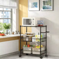 3-Tier Rolling Utility Kitchen Cart On Wheels, 272.2 kg Capacity Commercial Grade Utility Cart with Handle Bar, Trolley for Restaurant, Office, Kitchen