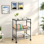 Carrello di servizio a 3 ripiani su ruote, capacità di 272,2 kg, carrello di servizio di grado commerciale con maniglione, carrello per ristorante, ufficio, cucina