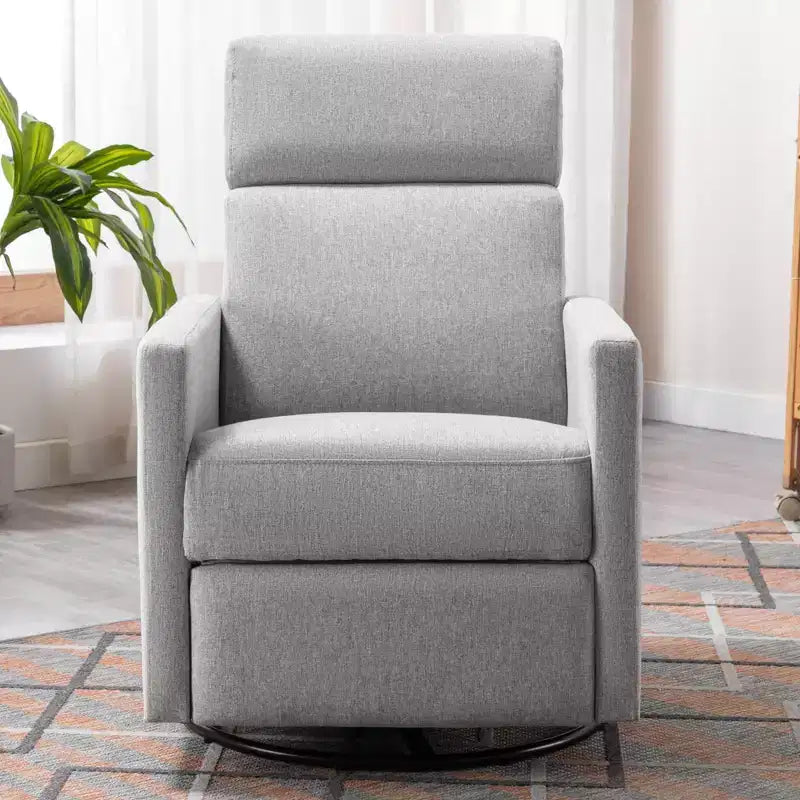 Peggy Modern Upholstered Rocker Nursery Chair with Plush Glider Swivel and Adjustable Recline