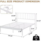 Telaio del letto da 35,6 cm per materasso di circa 152 × 203 cm con testiera, base letto in metallo, montaggio in 30 minuti