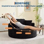 Divano Chaise Lounge Rotondo da Interno Oversize 140x140 cm Moderno Senza Montaggio in Velluto a Coste con 4 Cuscini Profondi a Nuvola Singolo Divano