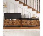 Solid Wood+Wood Panel Storage Ottoman with Solid Wood Legs