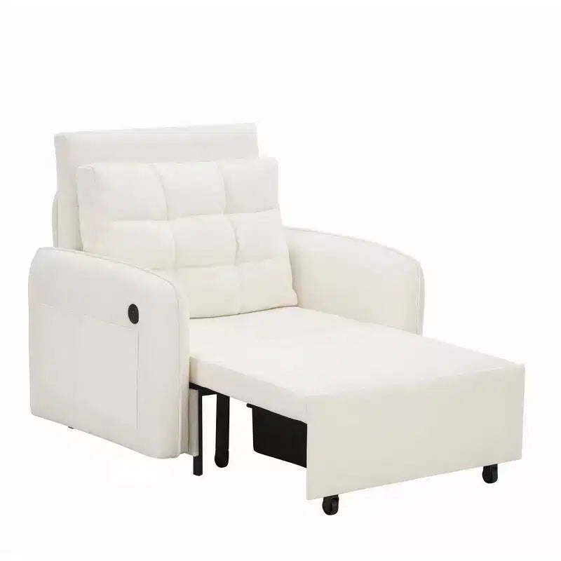 Poltrona Letto 3 in 1, Divano Letto Estraibile Extra Lungo da 80 Pollici, Divano Letto Singolo in ciniglia con Tasche portaoggetti