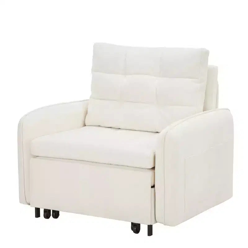 Poltrona Letto 3 in 1, Divano Letto Estraibile Extra Lungo da 80 Pollici, Divano Letto Singolo in ciniglia con Tasche portaoggetti