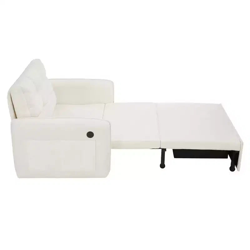Poltrona Letto 3 in 1, Divano Letto Estraibile Extra Lungo da 80 Pollici, Divano Letto Singolo in ciniglia con Tasche portaoggetti