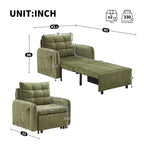 Poltrona Letto 3 in 1, Divano Letto Estraibile Extra Lungo da 80 Pollici, Divano Letto Singolo in ciniglia con Tasche portaoggetti
