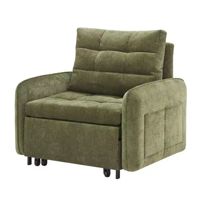 Poltrona Letto 3 in 1, Divano Letto Estraibile Extra Lungo da 80 Pollici, Divano Letto Singolo in ciniglia con Tasche portaoggetti