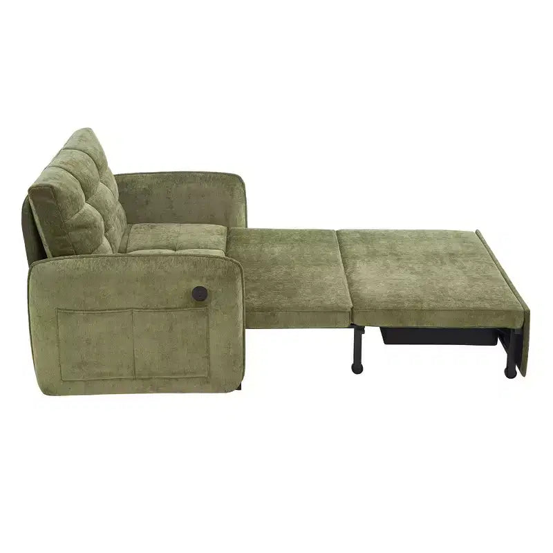 Poltrona Letto 3 in 1, Divano Letto Estraibile Extra Lungo da 80 Pollici, Divano Letto Singolo in ciniglia con Tasche portaoggetti