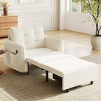 Poltrona Letto 3 in 1, Divano Letto Estraibile Extra Lungo da 80 Pollici, Divano Letto Singolo in ciniglia con Tasche portaoggetti