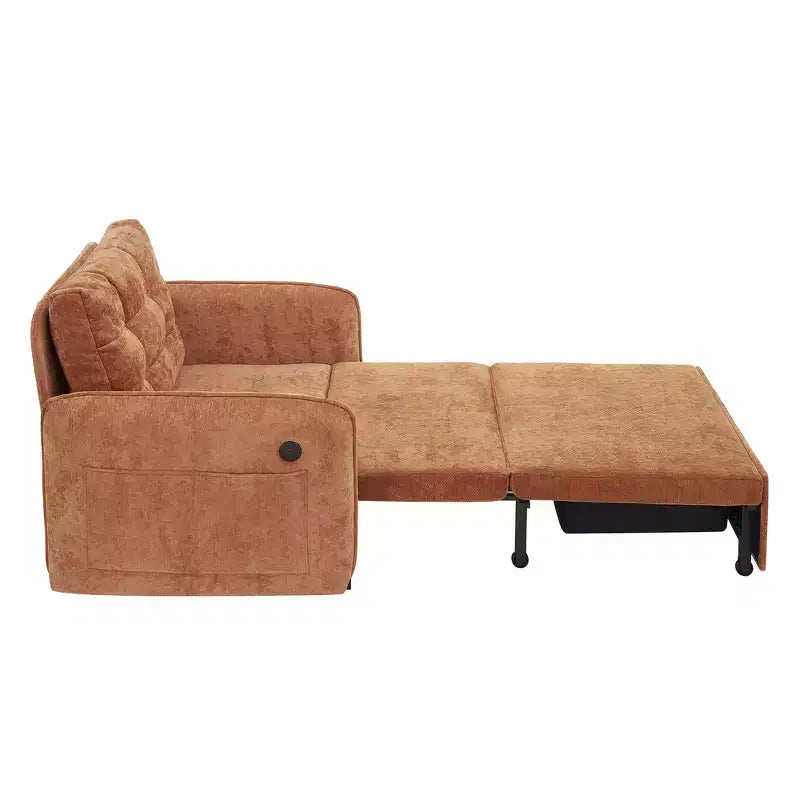 Poltrona Letto 3 in 1, Divano Letto Estraibile Extra Lungo da 80 Pollici, Divano Letto Singolo in ciniglia con Tasche portaoggetti