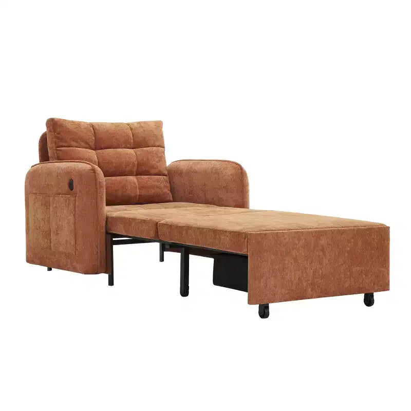 Poltrona Letto 3 in 1, Divano Letto Estraibile Extra Lungo da 80 Pollici, Divano Letto Singolo in ciniglia con Tasche portaoggetti