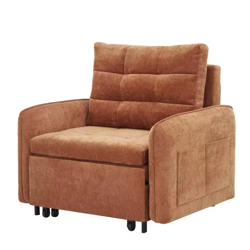 Poltrona Letto 3 in 1, Divano Letto Estraibile Extra Lungo da 80 Pollici, Divano Letto Singolo in ciniglia con Tasche portaoggetti
