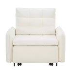 Poltrona Letto 3 in 1, Divano Letto Estraibile Extra Lungo da 80 Pollici, Divano Letto Singolo in ciniglia con Tasche portaoggetti