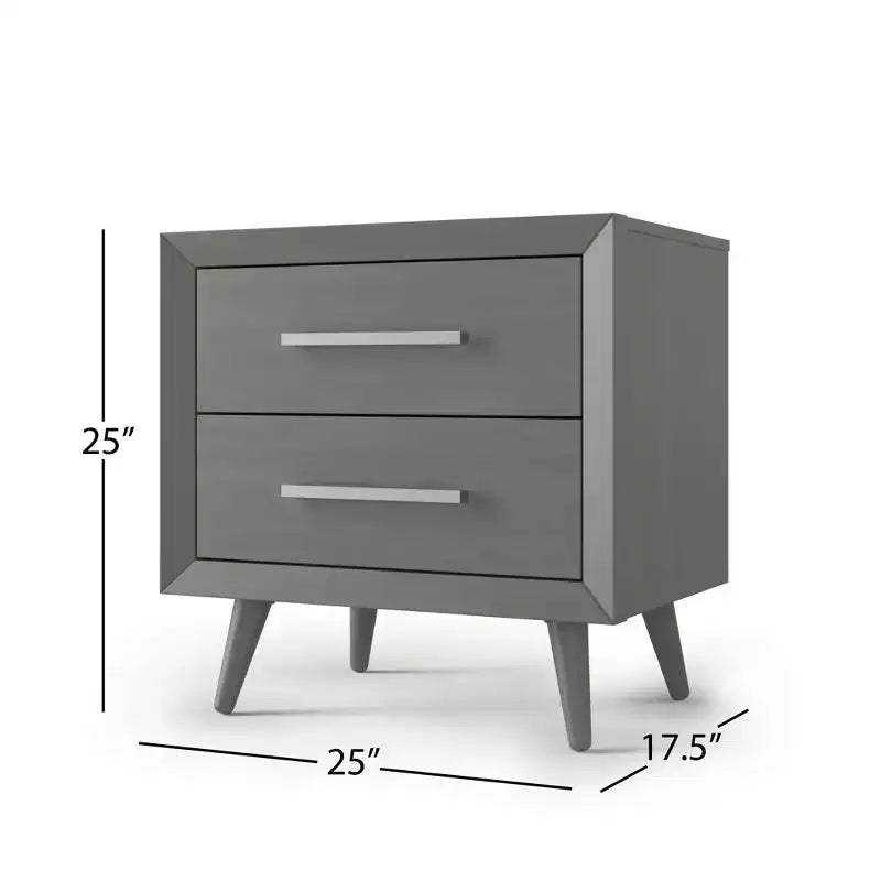 Comodino a 2 cassetti per Cameretta o Camera da letto, Cassetti ampi per contenere, Realizzato in robusto legno di pino, Finitura atossica e sicura per i bambini
