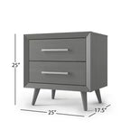 Comodino a 2 cassetti per Cameretta o Camera da letto, Cassetti ampi per contenere, Realizzato in robusto legno di pino, Finitura atossica e sicura per i bambini