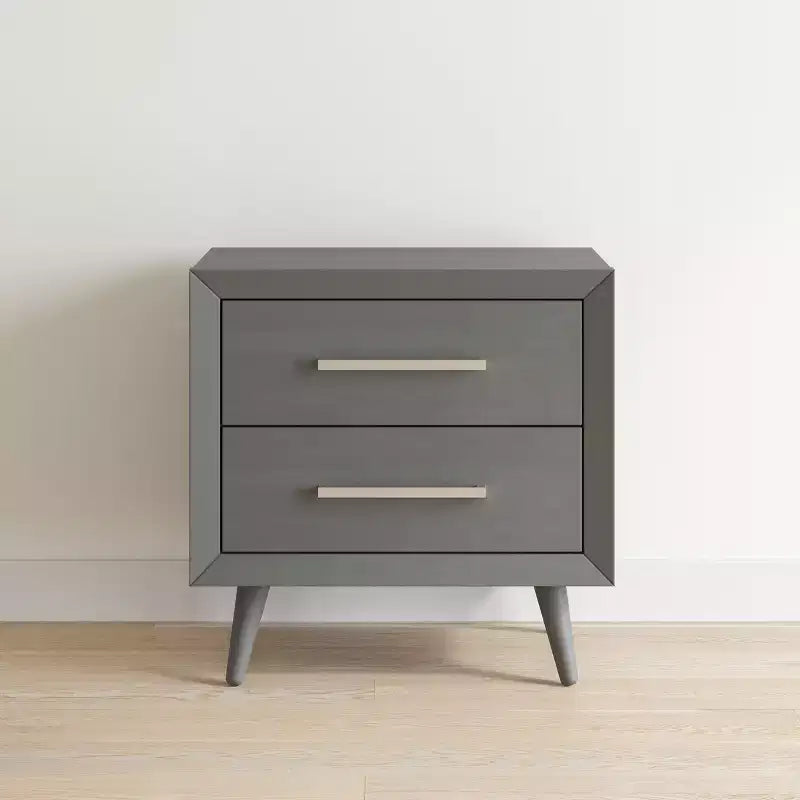 Comodino a 2 cassetti per Cameretta o Camera da letto, Cassetti ampi per contenere, Realizzato in robusto legno di pino, Finitura atossica e sicura per i bambini