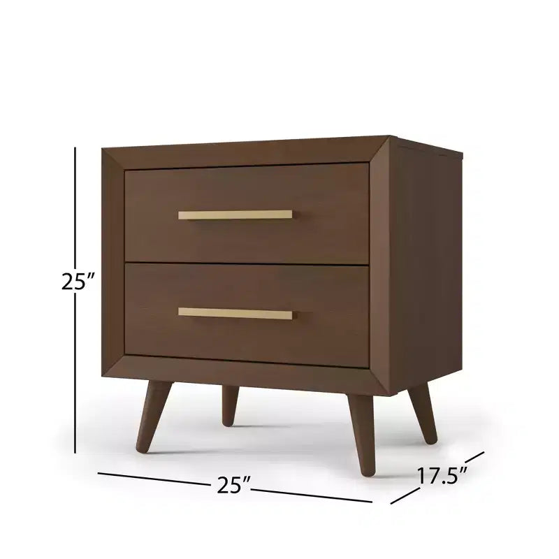 Comodino a 2 cassetti per Cameretta o Camera da letto, Cassetti ampi per contenere, Realizzato in robusto legno di pino, Finitura atossica e sicura per i bambini