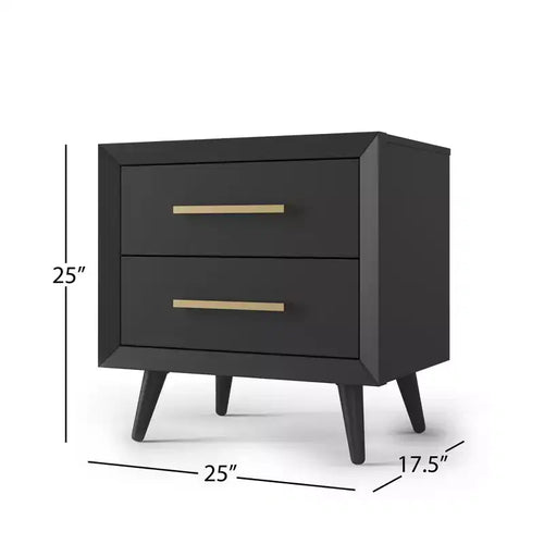 Comodino a 2 cassetti per Cameretta o Camera da letto, Cassetti ampi per contenere, Realizzato in robusto legno di pino, Finitura atossica e sicura per i bambini