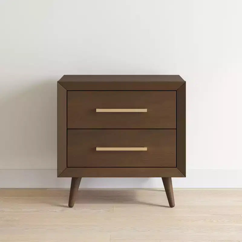 Comodino a 2 cassetti per Cameretta o Camera da letto, Cassetti ampi per contenere, Realizzato in robusto legno di pino, Finitura atossica e sicura per i bambini