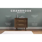 Comodino a 2 cassetti Cranbrook per cameretta o camera da letto, cassetti grandi, realizzato in robusto legno di pino, atossico, finitura sicura per bambini