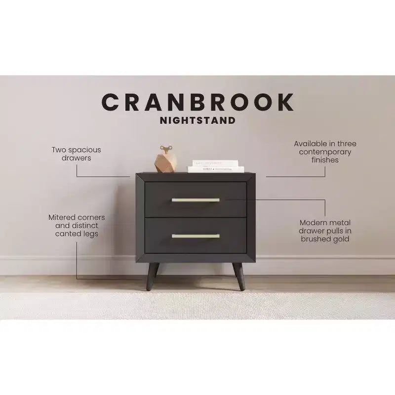 Comodino a 2 cassetti Cranbrook per cameretta o camera da letto, cassetti grandi, realizzato in robusto legno di pino, atossico, finitura sicura per bambini