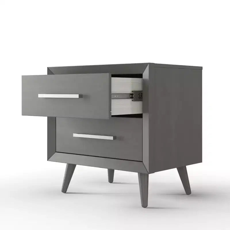 Comodino a 2 cassetti per Cameretta o Camera da letto, Cassetti ampi per contenere, Realizzato in robusto legno di pino, Finitura atossica e sicura per i bambini