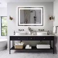 Anti-fog LED Bathroom Mirror, Dual Light Source with Three Lighting Modes