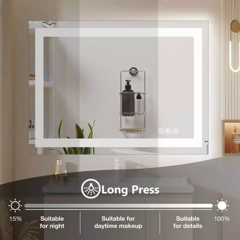 Specchio da bagno a LED antiappannamento, doppia fonte di luce con tre modalità di illuminazione