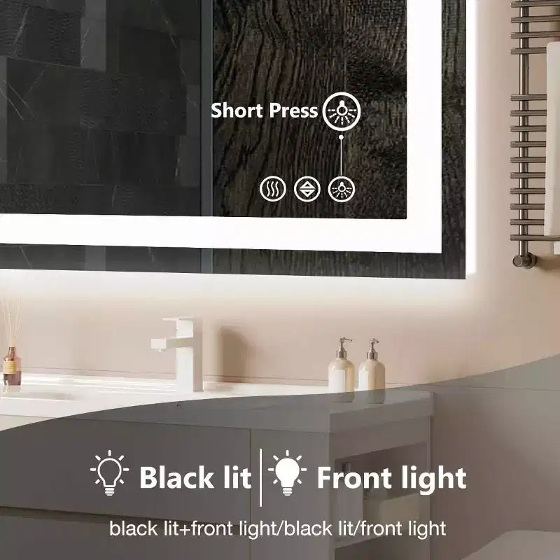 Specchio da bagno a LED antiappannamento, doppia fonte di luce con tre modalità di illuminazione