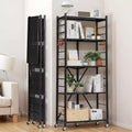 Scaffale portaoggetti pieghevole a 5 ripiani con ruote, scaffalatura in metallo da 71 x 33 x 168 cm