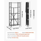 Scaffale portaoggetti pieghevole a 5 ripiani con ruote, scaffalatura in metallo da 71 x 33 x 168 cm