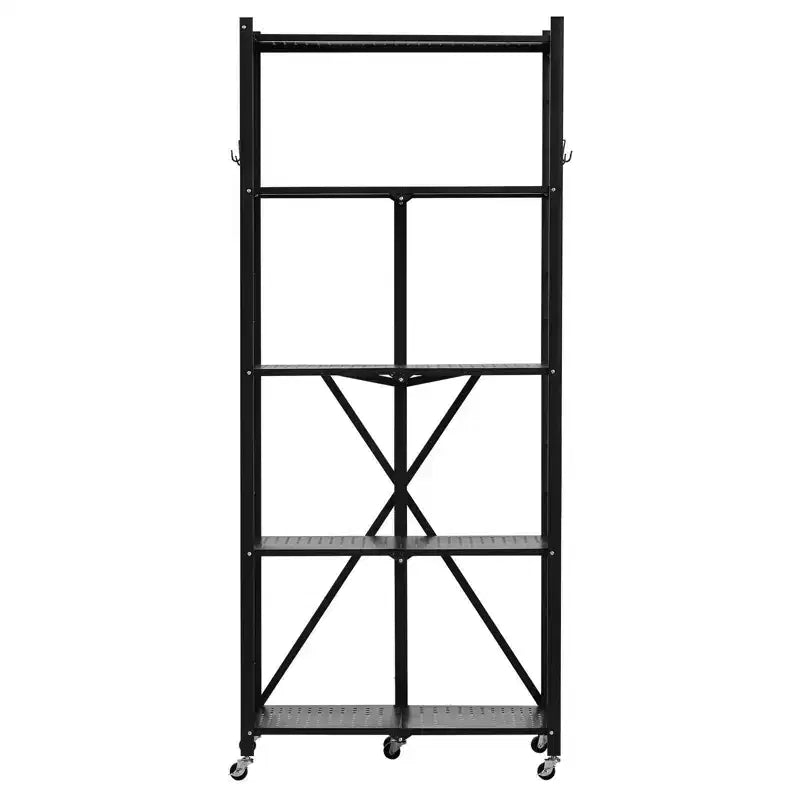 Scaffale portaoggetti pieghevole a 5 ripiani con ruote 71,1 × 33,0 × 167,6 cm Scaffalatura in metallo