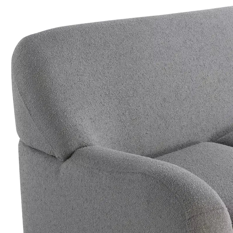 Divanetto in tessuto bouclé grigio