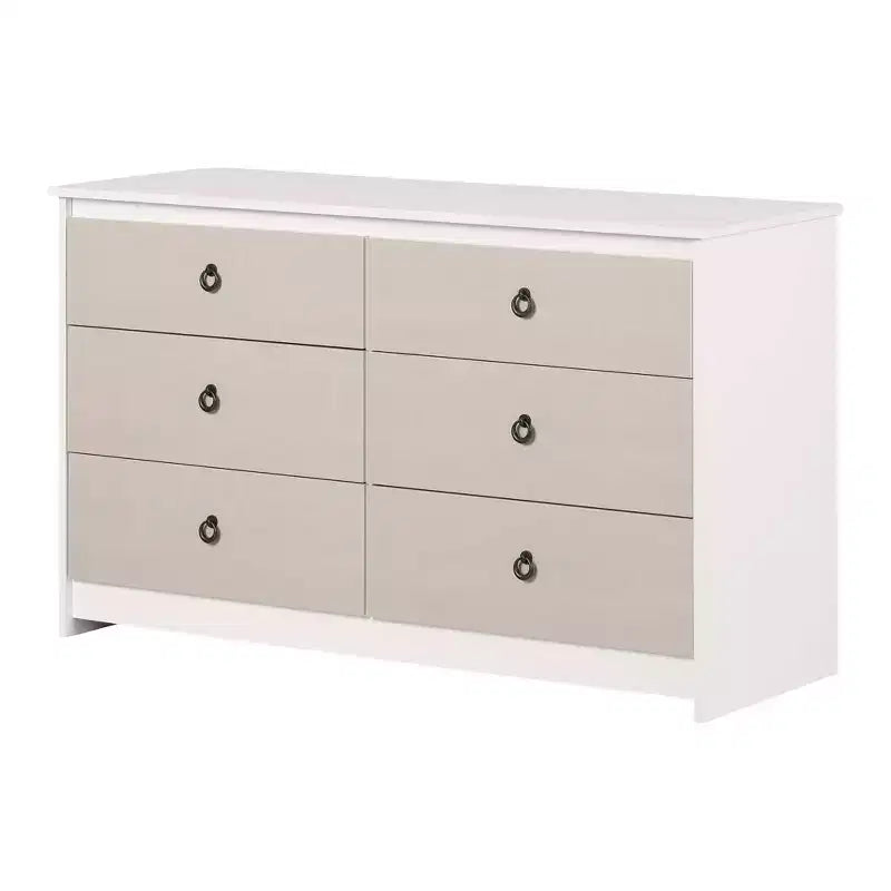 Cassettiera doppia a 6 cassetti bianca/beige