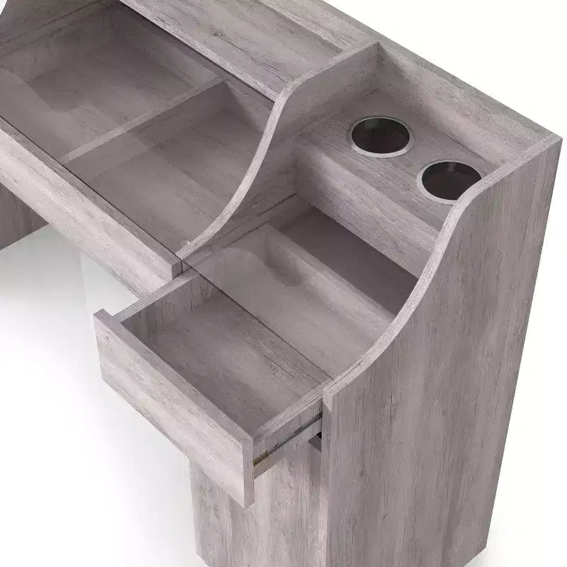 Tavolino da trucco contemporaneo da 49 pollici con 3 cassetti e piano in vetro bianco costiero: toeletta da camera da letto con ampio spazio di archiviazione