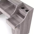 Toeletta da trucco contemporanea Peacemeld con 3 cassetti e piano in vetro, 124,5 cm, bianco costiero: mobile da trucco per camera da letto con ampio spazio di archiviazione