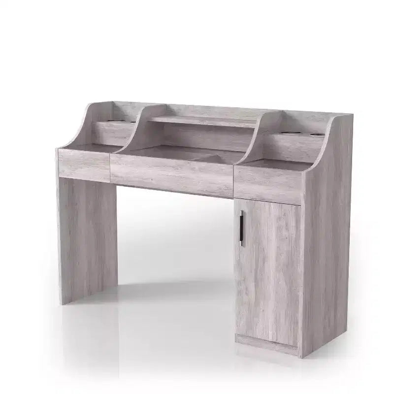 124.5 cm Peacemeld Contemporary 3 Drawer Makeup Vanity Table with Glass Top Coastal White: Bedroom Vanity with Ample Storage