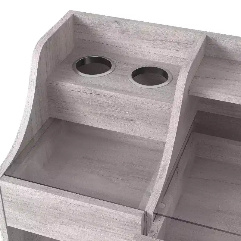 Tavolino da trucco contemporaneo da 49 pollici con 3 cassetti e piano in vetro bianco costiero: toeletta da camera da letto con ampio spazio di archiviazione