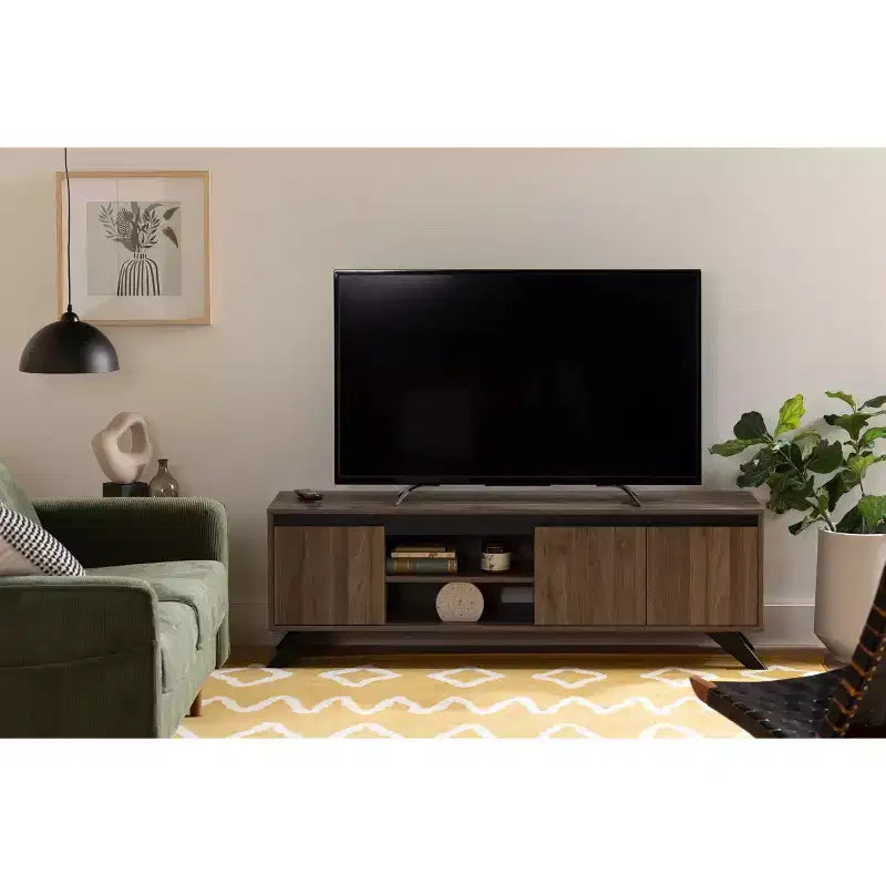 Mobile porta TV Flam per TV fino a 152,4 cm Noce Naturale: Console multimediale in truciolato laminato