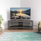 Mobile angolare per TV Calibre per TV fino a 139,7 cm Grigio: struttura in MDF, ripiani aperti, capacità 39,9 kg, larghezza 115,1 cm