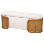 Basira Boucle Fabric Storage Bench: Lift-Top, Oval, Japandi Style