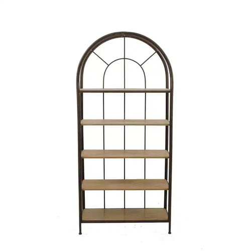 198.1 cm Metal Framed Bookshelf: 5-Tier Fir Wood, Space-Saving Design, Iron Frame, 92.7 cm Long