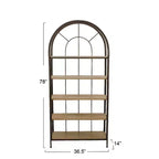 Libreria con Struttura Metallica da 198,1 cm: 5 Ripiani in Legno di Abete, Design Salvaspazio, Struttura in Ferro, Lunga 92,7 cm