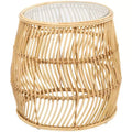Rattan Handmade Wavy Woven Accent Table: No Assembly, Indoor Use, Coastal Style