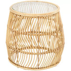 Tavolino d'appoggio in rattan intrecciato a onde fatto a mano: Nessun assemblaggio, uso interno, stile costiero