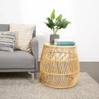 Tavolino d'appoggio in rattan intrecciato a onde fatto a mano: Nessun assemblaggio, uso interno, stile costiero